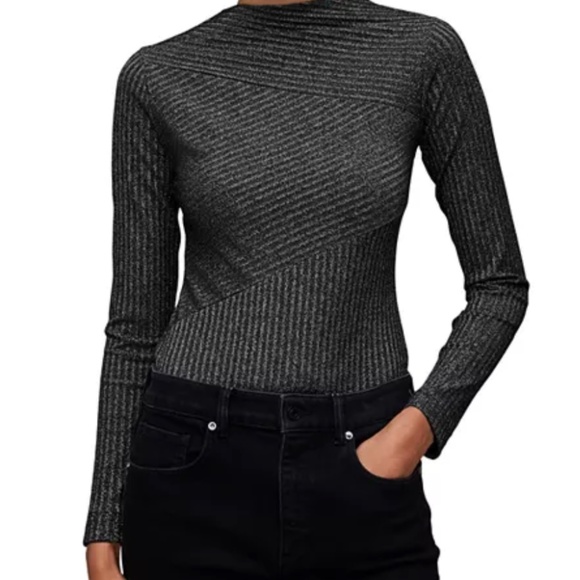 All Saints, GIA Sparkle Bodysuit, Dark Silver, US 6 - Picture 2 of 4